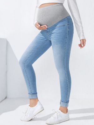 shein maternity wideband waist roll up hem skinny jeans sold by SHEIN