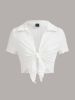 shein qutie lettuce trim knot front crop top sold by SHEIN