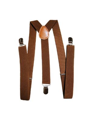 1pc Men's Brown Adjustable Elastic Y-back Pants Suspender With 3 Clips, Suitable For Daily Suits And Can Be A Gift made by SHEIN