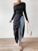SHEIN Privé Asymmetrical Neck Ruched Split Thigh Longline Blouse sold by SHEIN