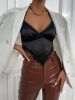 backless knotted lace trim satin halter top sold by SHEIN