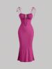 shein mod tie front ruched bust cami dress sold by SHEIN