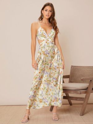SHEIN Allover Floral Cut Out Tie Back Cami Dress sold by SHEIN