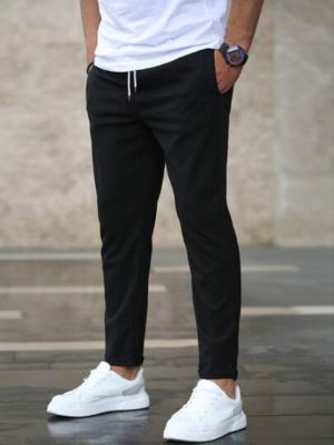 Manfinity Homme Men Slant Pocket Drawstring Waist Pants sold by SHEIN