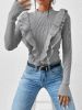 shein privé solid mock neck ruffle trim sweater sold by SHEIN