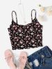 shein qutie butterfly & floral print lettuce trim cami top sold by SHEIN