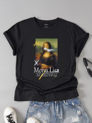 SHEIN LUNE Plus Mona Lisa And Slogan Graphic Tee sold by SHEIN
