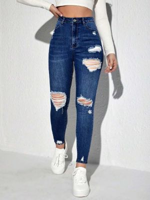 SHEIN Ripped Slim Fit Denim Jeans sold by SHEIN