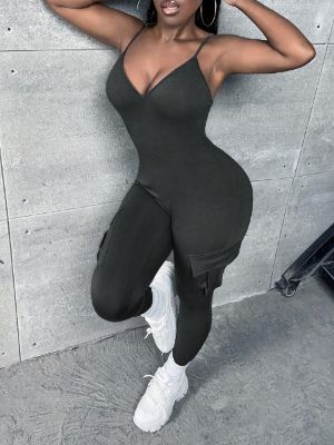 SHEIN Slayr Solid Flap Pocket Unitard Jumpsuit sold by SHEIN