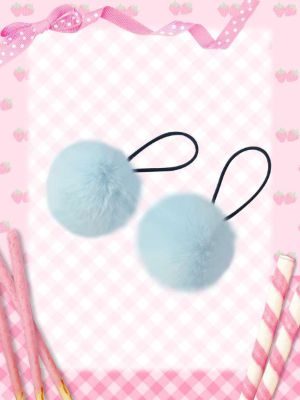 kawaii 2pcs pom pom decor hair tie sold by SHEIN