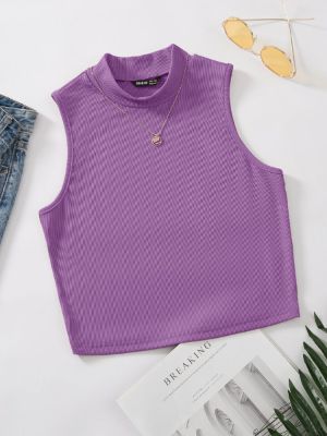 shein ezwear mock neck crop tank top sold by SHEIN