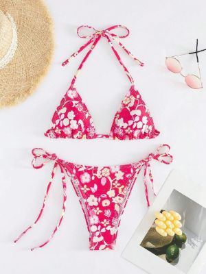 women's bikini set sexy halter strap three point swimsuit sold by SHEIN