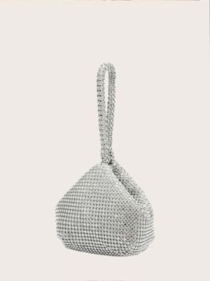 Glamourös, elegant, exquisit, ruhig, luxuriös, glitzernd, mit Pailletten, luxuriös, glänzend, Mini Abendtasche mit Strass Dekor, perfekte Braut Geldbörse für Hochzeit, Abschlussball und Party Events, für Party Mädchen, Frau, Strass Abschlussball Geldbörse, Glitzer Armband Abendtasche, Damen Mini Clutch Tasche für Hochzeit sold by SHEIN