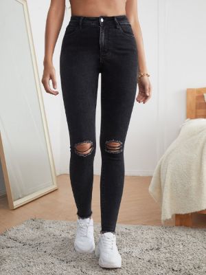 Cottnline High Waist Ripped Skinny Jeans sold by SHEIN