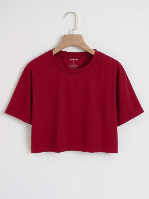 SHEIN EZwear Solid Crop Tee sold by SHEIN