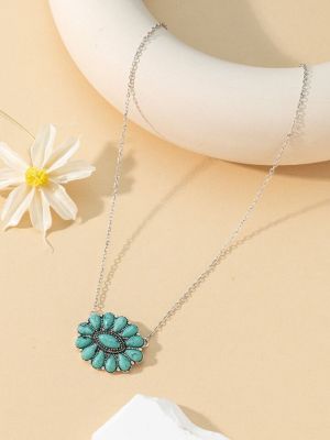 Turquoise Decor Necklace sold by SHEIN