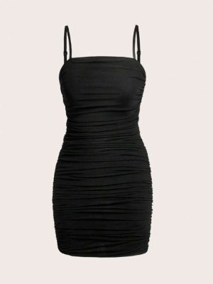 SHEIN EZwear Solid Ruched Cami Bodycon Dress sold by SHEIN