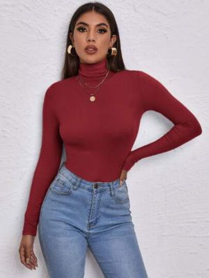 SHEIN BIZwear High Neck Form Fitted Top Workwear made by SHEIN