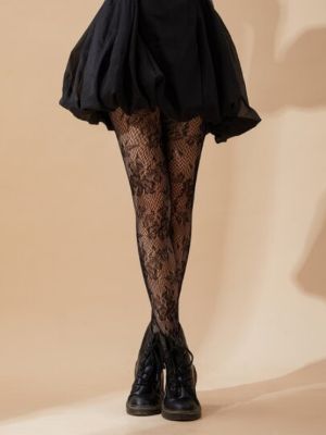 Flower Pattern Fishnet Black Tights sold by SHEIN
