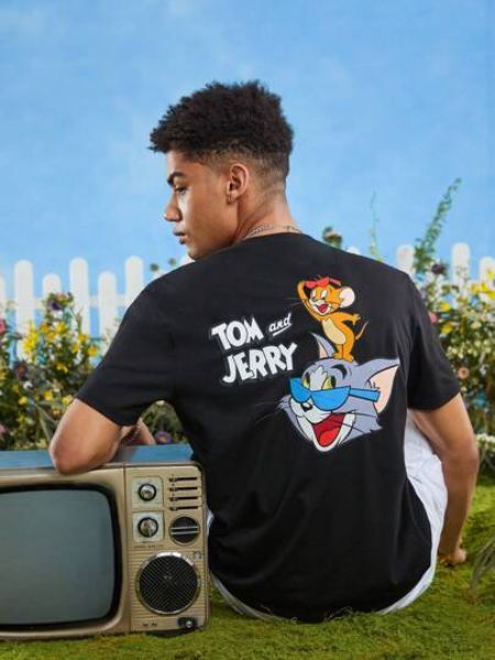 TOM JERRY X SHEIN Manfinity Hypemode Men 1pc Cotton Cartoon - Main Image