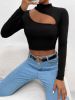 shein petite cut out mock neck tee sold by SHEIN