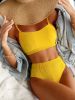 shein swim vcay ribbed bikini set wireless bra top & high waist bikini bottom 2 piece swimsuit sold by SHEIN