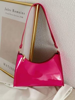 Artificial Patent Leather Baguette Bag sold by SHEIN