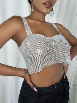 SHEIN SXY Chain Detail Back Metallic Cami Top sold by SHEIN