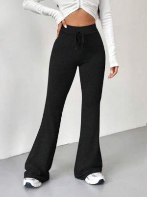 SHEIN EZwear Solid Knot Waist Flare Leg Sweatpants sold by SHEIN