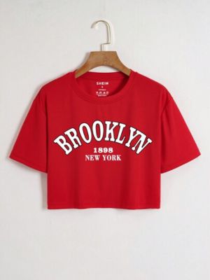 Letter Graphic Crop Tee sold by SHEIN
