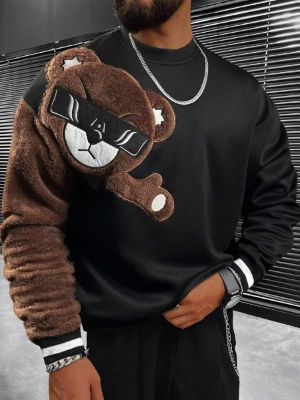 Manfinity EMRG Men Bear Pattern Pullover sold by SHEIN