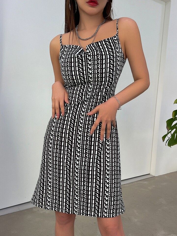 DAZY Allover Print Cami Dress Without Cardigan sold by SHEIN