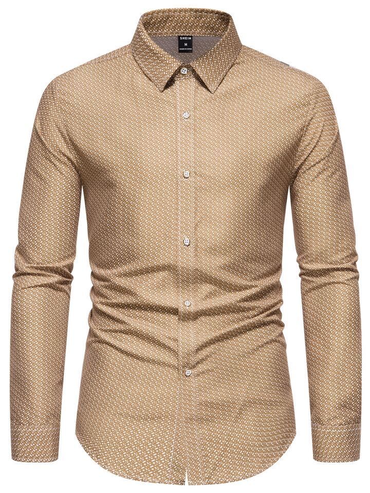 SHEIN manfinity mode men allover print button up shirt Parallel