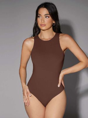 shein bae solid bodysuit without shorts sold by SHEIN