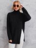 shein essnce solid high neck split hem sweater sold by SHEIN