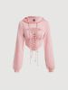 shein mod lace up cut out front drawstring hoodie sold by SHEIN