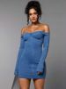 SHEIN BAE Figurbetontes Denim Kleid mit schulterfrei sold by SHEIN