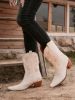 Styleloop Fashionable
Comfortable Western Style White Floral Cowboy Boots,Western Wedding Shoes,Women's Spring/Summer Outdoor Party/Wedding Slip On Vintage Embroidered Western Boots,European And American Fashionable Style Women Boots sold by SHEIN