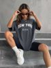 SHEIN EZwear Letter Graphic Drop Shoulder Tee sold by SHEIN