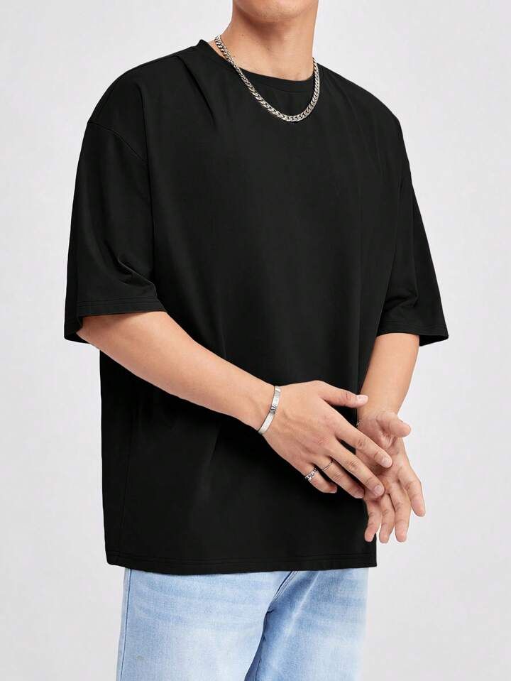 Manfinity Basics Men Solid Drop Shoulder Tee sold by SHEIN