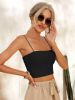 SHEIN Essnce Rib-knit Solid Crop Cami Top sold by SHEIN