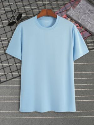Men Solid Round Neck Tee sold by SHEIN