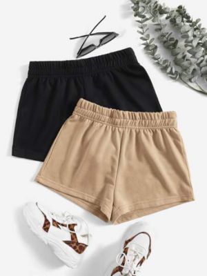 SHEIN EZwear 2 Pack Solid Elastic Waist Track Shorts sold by SHEIN
