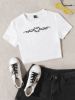 SHEIN EZwear Graphic Print Crop Tee sold by SHEIN