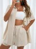 SHEIN Essnce Patched Pocket Drop Shoulder Shirt & Knot Front Shorts sold by SHEIN