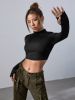 SHEIN ICON Gorpcore Mock Neck Thumb Holes Crop Tee sold by SHEIN