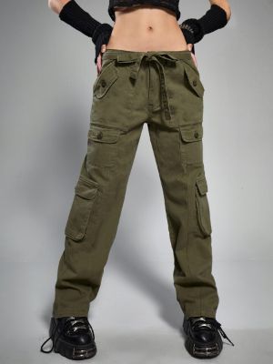 Grunge Punk Flap Pocket Drop Waist Cargo Jeans sold by SHEIN