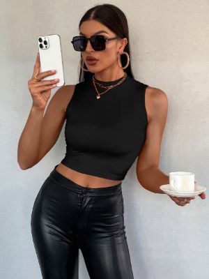 shein essnce mock neck crop tank top sold by SHEIN