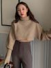 dazy kpop turtle neck raglan sleeve crop sweater sold by SHEIN