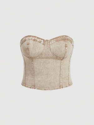 shein mod plus bustier tube denim top sold by SHEIN